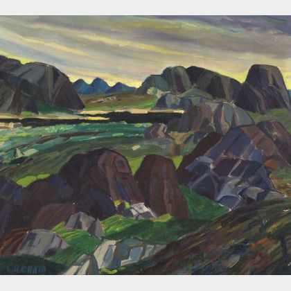 Leighton R. Cram (American, b. 1895) Rocky Landscape