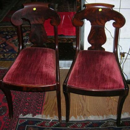 Set of Six Empire Mahogany and Mahogany Veneer Dining Chairs