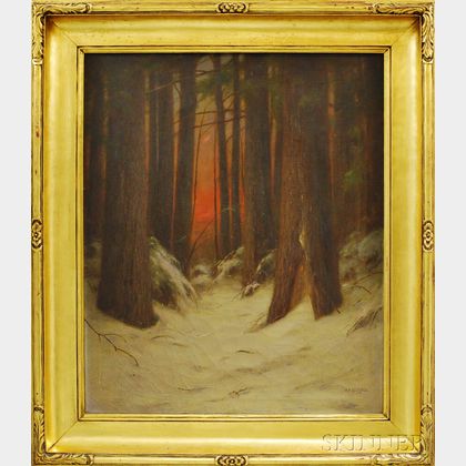 Albion Harris Bicknell (American, 1837-1915) Sundown in Winter Woods