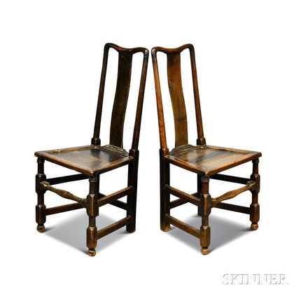 Pair of Queen Anne Provincial Oak Side Chairs