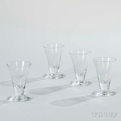 Four Colorless 18th Century-style Masonic Glasses