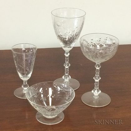 Approximately Forty-seven Pieces of Colorless Glass Stemware. Estimate $200-300