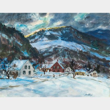 John Whorf (American, 1903-1959) Winter Sunset Vermont