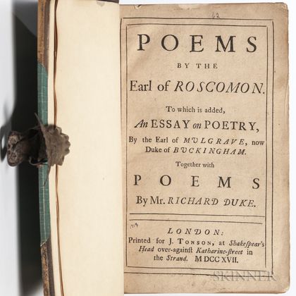 Wentworth Dillon, 4th Earl of Roscommon (c. 1633-1685) Poems.