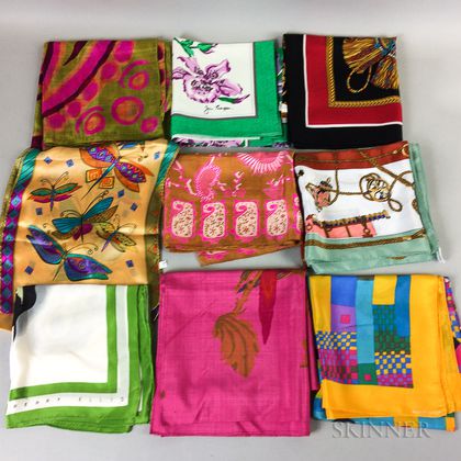 Group of Italian and French Designer Silk Scarves