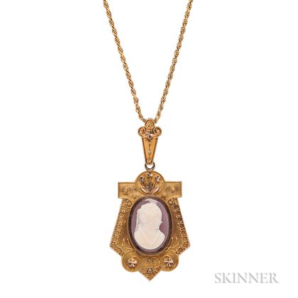 Antique Gold and Hardstone Cameo Locket