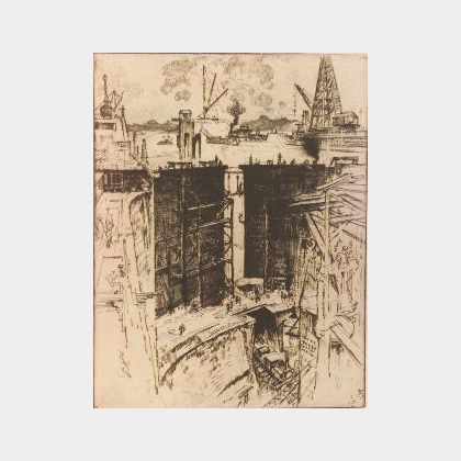 Joseph Pennell (American, 1857-1926) The Guard Gate, Gatun Lock