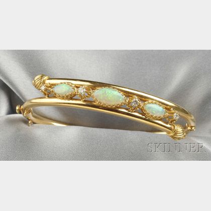 14kt Gold, Opal, and Diamond Bracelet