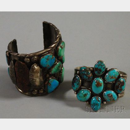Two Silver and Turquoise Cuffs