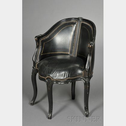 Black Painted Rococo-style Bergere