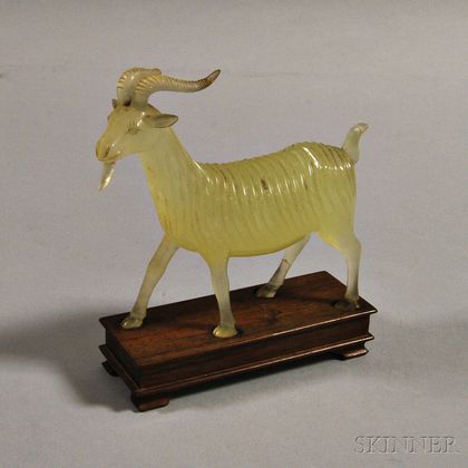 Carved Fluorite Goat on Stand