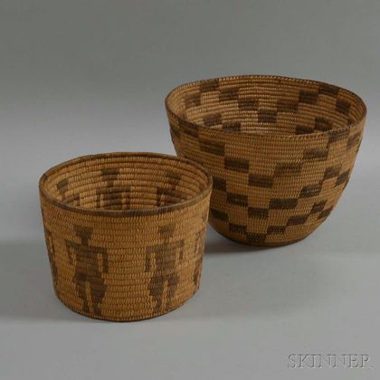 Two Pima Coiled Baskets
