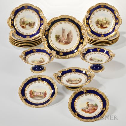 Thirty-three-piece Porcelain Hand-painted Luncheon Service