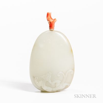 Jade Snuff Bottle with Coral Stopper