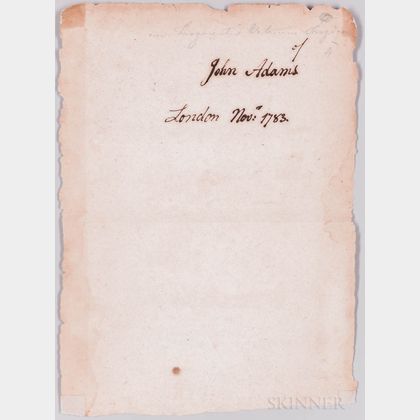 Adams, John (1735-1826) Signature, London, November 1783.