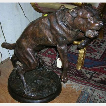 Modern Bronze of a Chained Mastiff