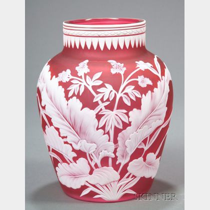 Stevens & Williams Cameo Decorated Vase