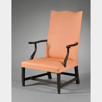 Federal Mahogany Carved Upholstered Open Armchair