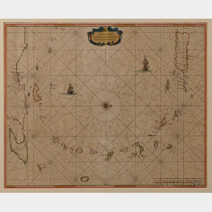 Caribbean Islands. Pieter Goos (1616-1675) Pascaert Vande Caribes Eylanden