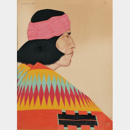 William Langdon Kihn (American 1898-1957) Profile of a Native American