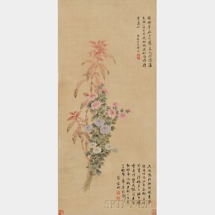 Hanging Scroll Depicting a Floral Arrangement