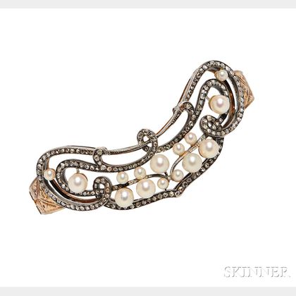 Cultured Pearl and Diamond Bracelet