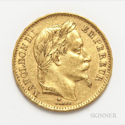 1868-A French 20 Francs Gold Coin. Estimate $200-300
