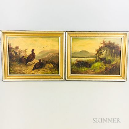 Two Framed Continental School Oil on Panel Works Depicting Quails