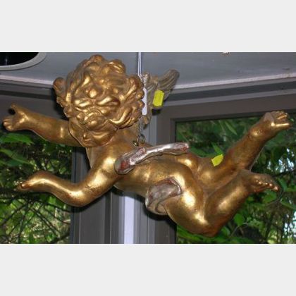 Pair of Giltwood Putti Figures
