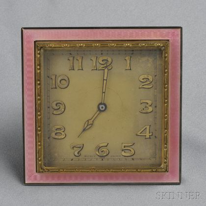 Art Deco Vermeil and Enamel Boudoir Clock