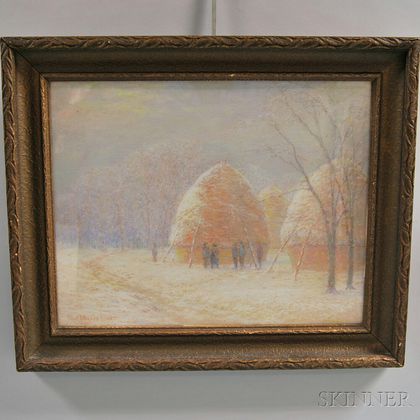 Paul Wagner Roth (American, 1877-1966) Haystacks in Winter.