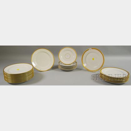 Twenty-one Pieces of Gilt-rimmed Porcelain Dinnerware