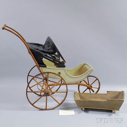 Joel Ellis Paint-decorated Covered Doll Carriage