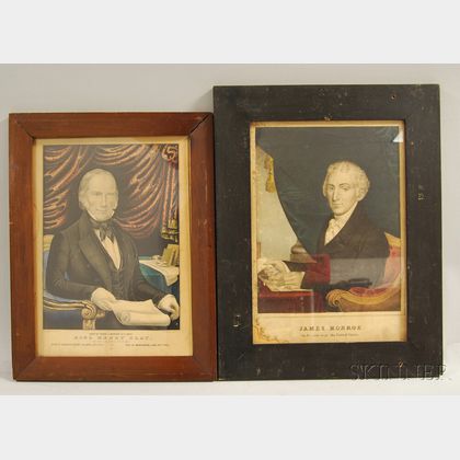 Two Framed Hand-colored Engravings of James Monroe and Henry Clay