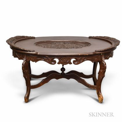 Rococo Revival Carved and Stained Mahogany Coffee Table