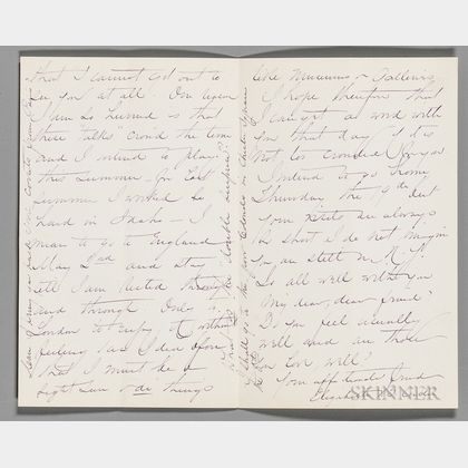 Custer, Elizabeth Bacon (1842-1933) Autograph Letter Signed, Fragment.