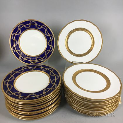Two Sets of Twelve Mintons and George Jones & Sons Dinner Plates