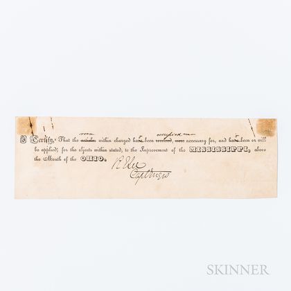 Lee, Robert E. (1807-1870) Document Signed, c. 1840.