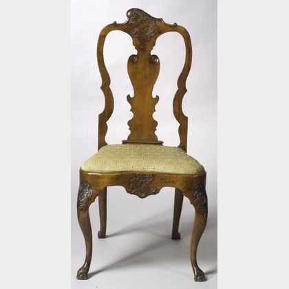 Portuguese Colonial Rococo Carved Fruitwood Side Chair