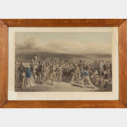 Framed Hand-colored Lithograph The Golfers, A Grand Match Played over