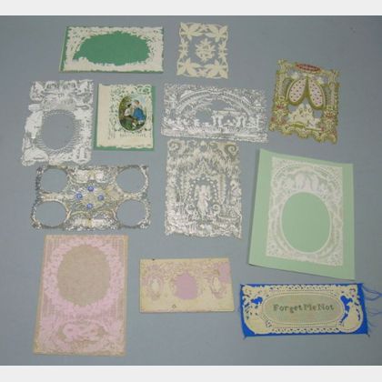 Eleven 19th Century Embossed Paper Lace Valentines