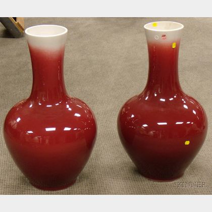 Pair of Large Glazed Porcelain Vases