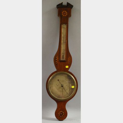 P. Caminada, Taunton, Inlaid Mahogany Wheel Barometer