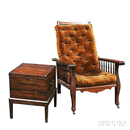 Federal Mahogany Cellarette and a Morris Chair