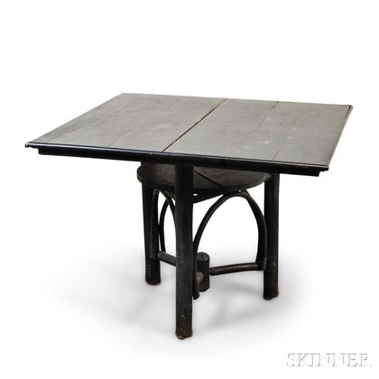 Adirondack-style Black-painted Square-top Table