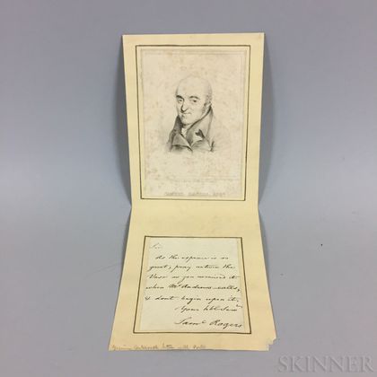 Poet Samuel Rogers (British, 1763-1855) Autograph and Print.
