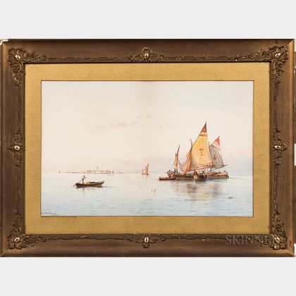George Stanfield Walters (British, 1838-1924) Vessels on the Venetian Lagoon
