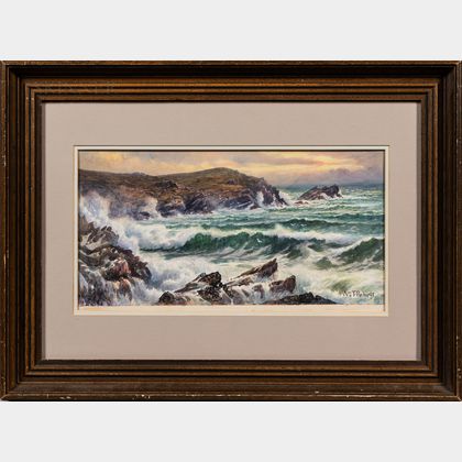 Attributed to William Trost Richards (American, 1833-1905) Coastal Scene.