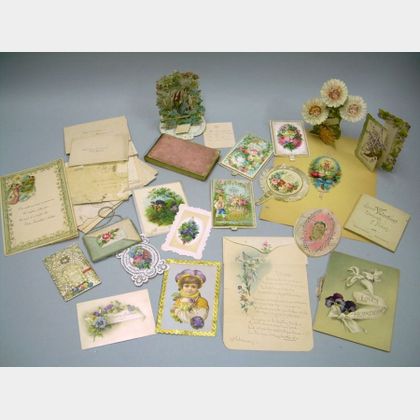 Group of Assorted Late 19th Century Valentines, Cards, and Envelopes