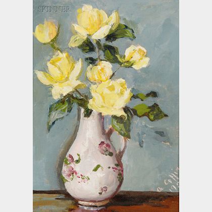 Lot of Two Floral Still Lifes: Ouida George (American, 20th/21st Century),Anemones de Paris